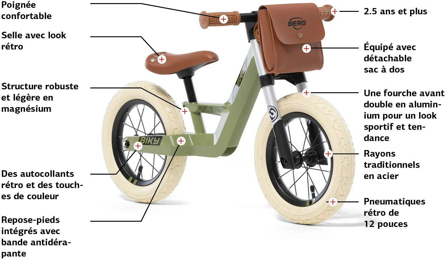 BERG TOYS Biky Retro Balancecykel Børn, Oliven 9 BERG TOYS Biky Retro Balancecykel Børn, Oliven - Billede 7